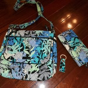 Vera Bradley Crossbody Purse, Wallet, and Keyring